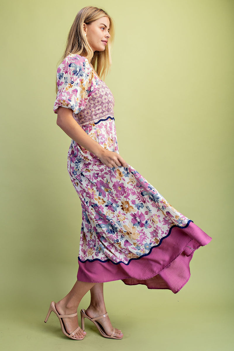 Gigio Mixed Print Dress Mauve Mauve Mix / Medium