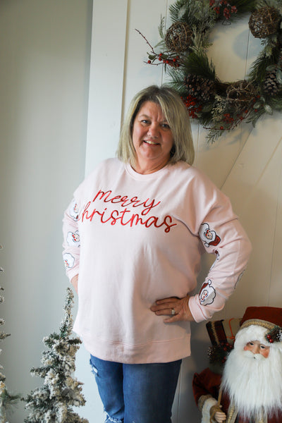 Merry Christmas Pink Crew by Jane Marie