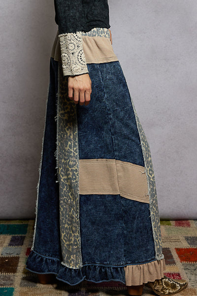 What's Better Tan Denim And Animal Print Pant