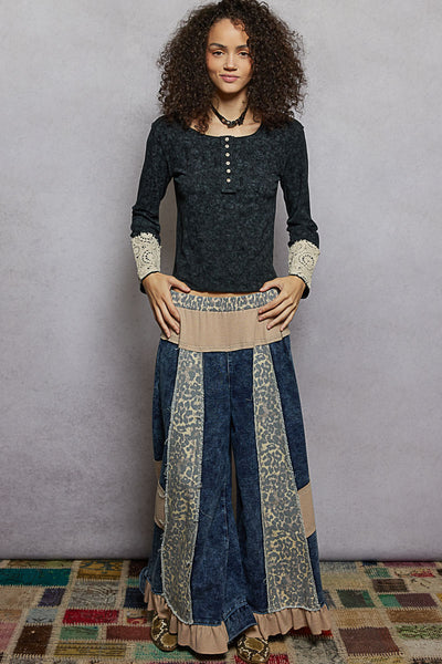 What's Better Tan Denim And Animal Print Pant