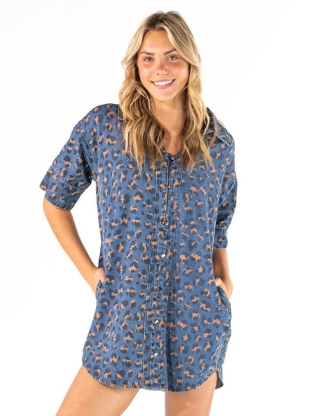 The Leopard Print Denim Dress by Simply Southern