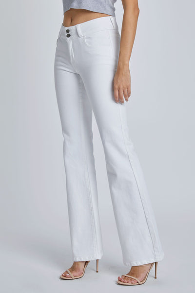 Cello MidRise White Flare Jeans