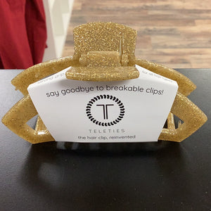 Teleties Gold Glitter Open Large Clip