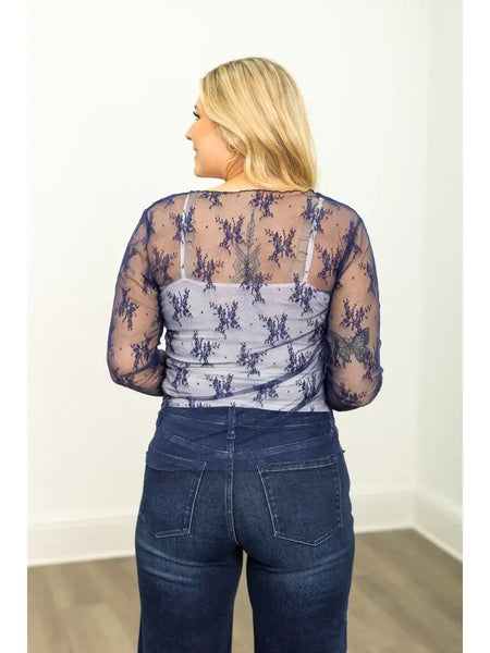 Navy Lacy Top