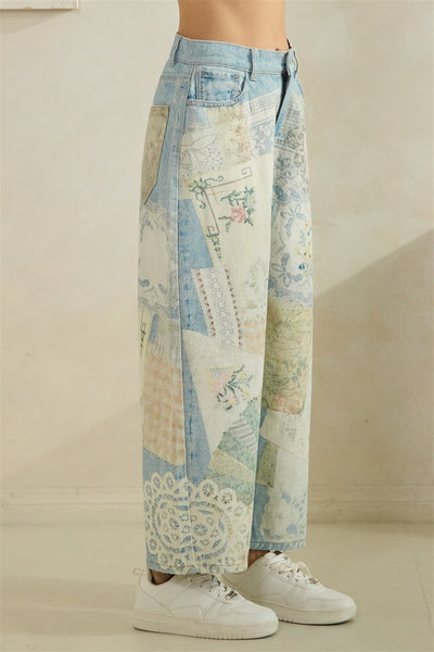 Printed Patch Straight Jean