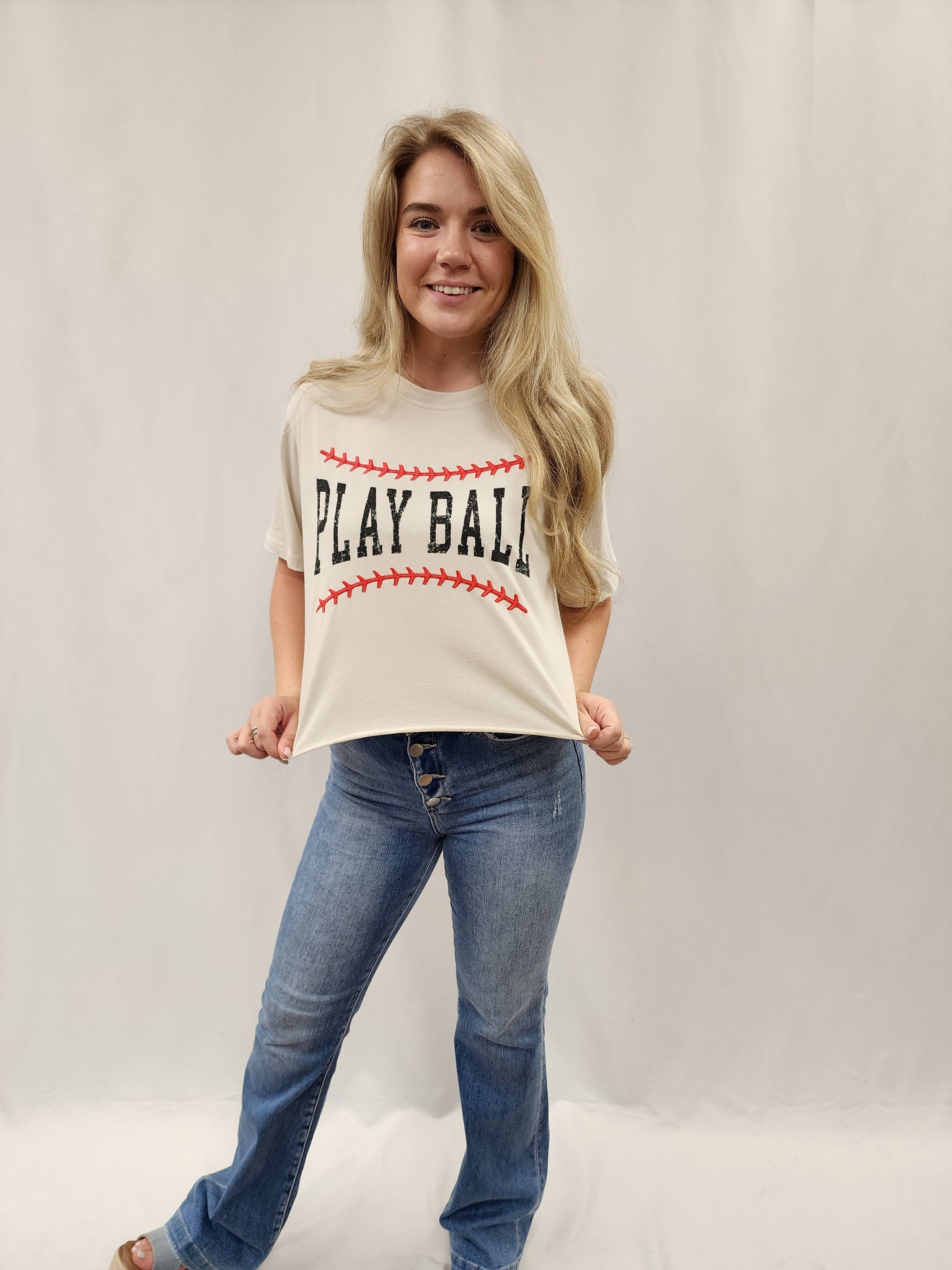 Play Ball Crop Tee