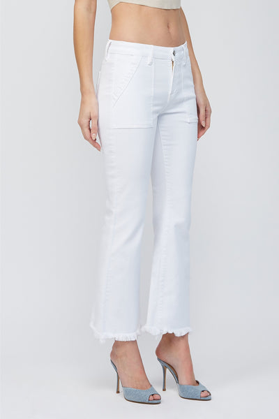 HIDDEN White Cargo Pocket Cropped Flare