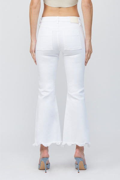 HIDDEN White Cargo Pocket Cropped Flare