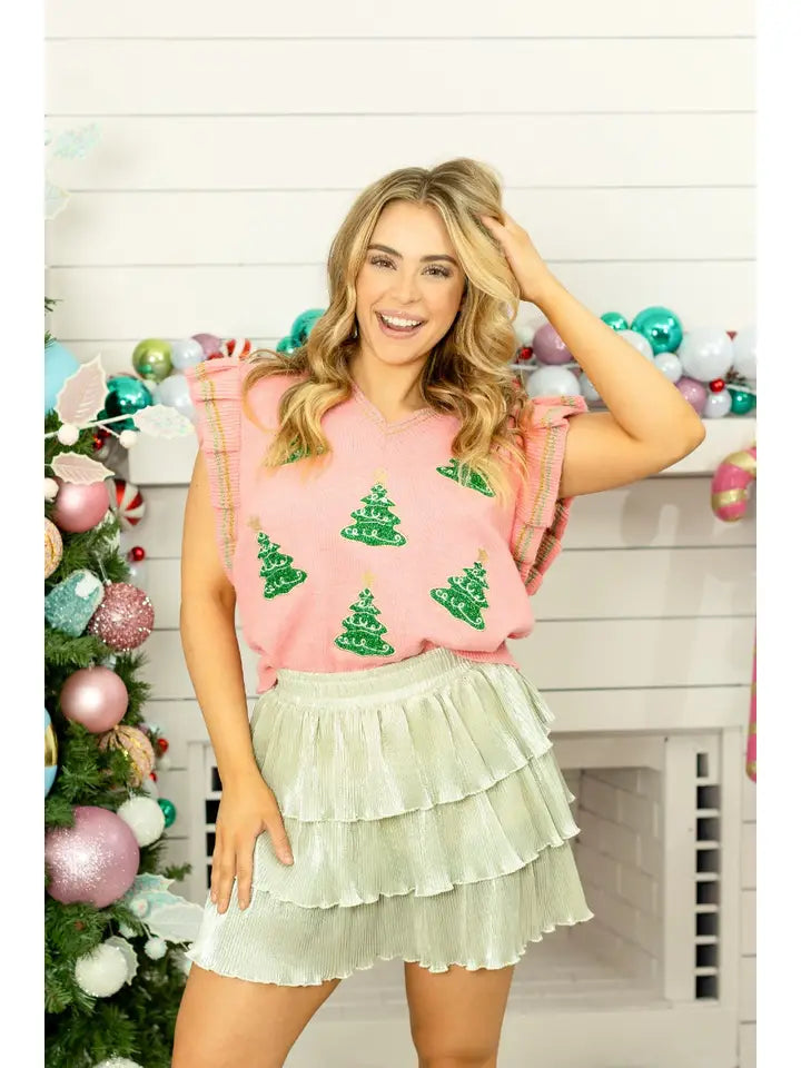 Glitter Tree Patches Sweater Vest