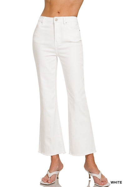 Acid wash HW Fray Hem Pant