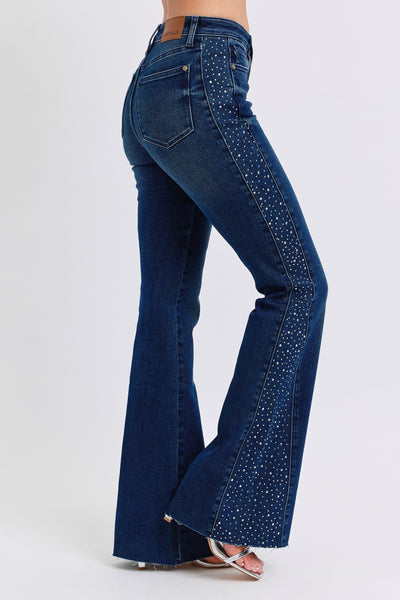 Judy Blue MR Rhinestone Side Panel Flare Jean