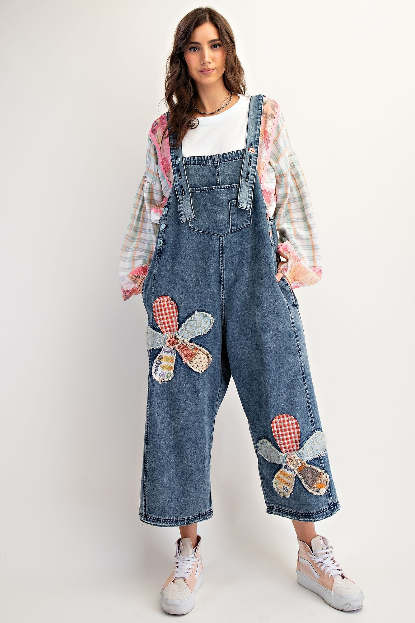 ☻Flower☻ 　ARGUE OVERSIZED LADY OVERAL Flower Patch Overalls – V's Type