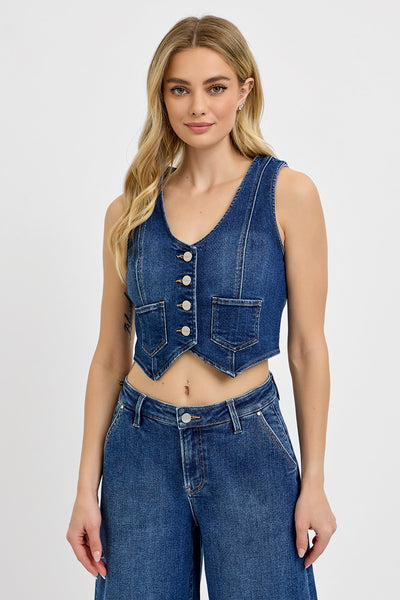 Risen Crop Denim Vest