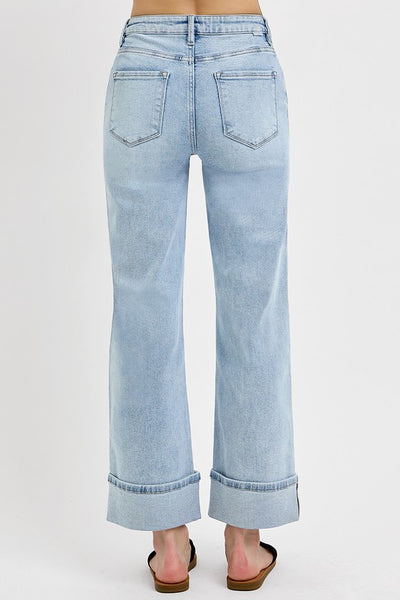 Risen TC HR Ankle Wide Cuffed Jeans