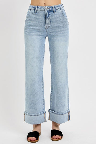 Risen TC HR Ankle Wide Cuffed Jeans