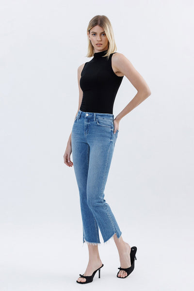 Flying Monkey HR Slant Hem Straight  Crop Jean