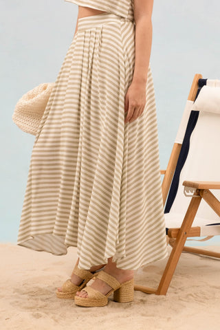 Pleated Stripe Skirt