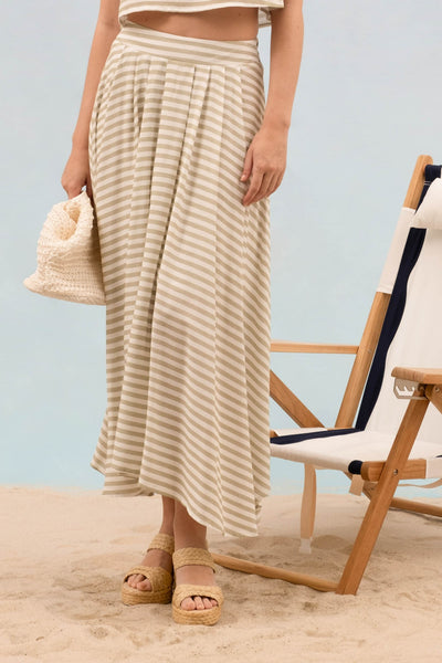 Pleated Stripe Skirt