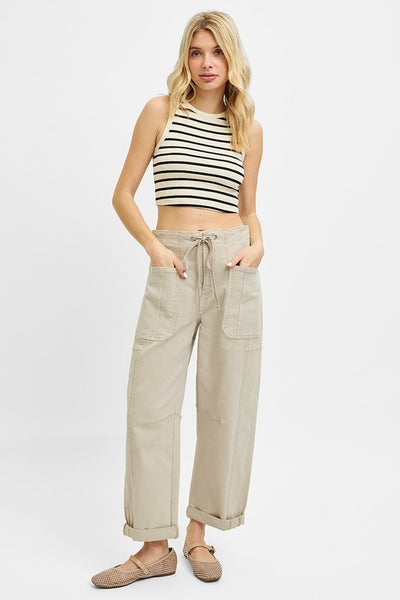 Risen HR Crop Wide Barrel Cargo Cuffed Pant