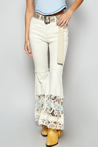 Cream Patch Flared Pants
