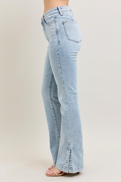 Judy Blue HW Tummy Control Side Slit Slim BootCut