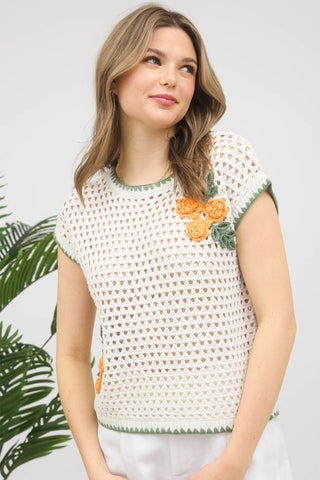 Flower Stitch Pullover Sweater