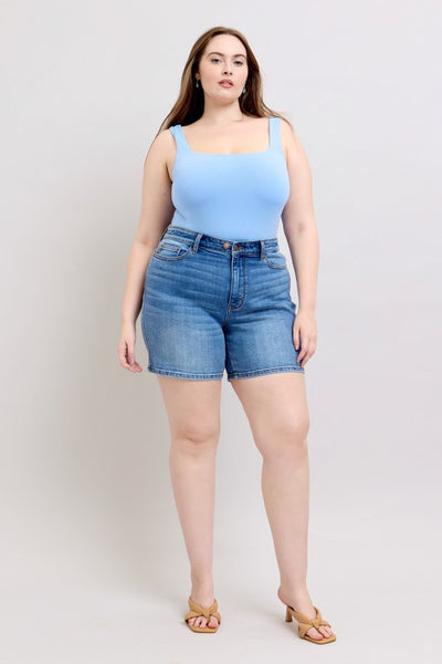 Judy Blue 2 Button Mid Length Dad Shorts