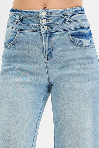 Risen HR Crop Wide w/Wide Band Detail Jean