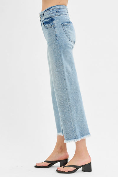 Risen HR Crop Wide w/Wide Band Detail Jean