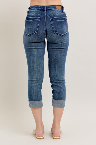 Judy Blue Mid Rise Cuffed Capri