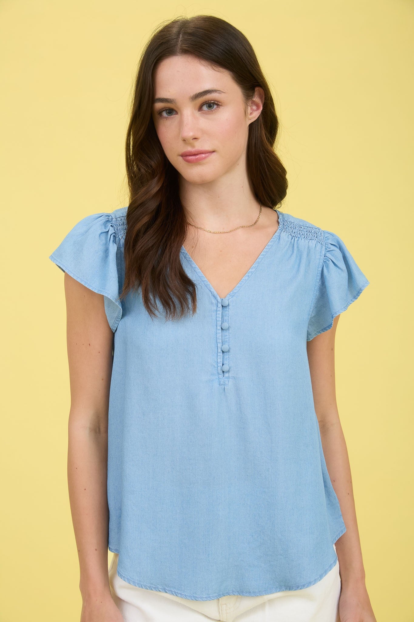 Chambray Flutter Top