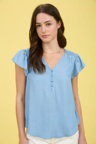 Chambray Flutter Top