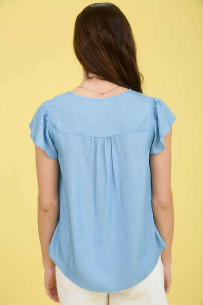Chambray Flutter Top