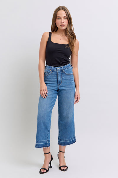 Judy Blue HW Tummy Control Hem Crop Wide