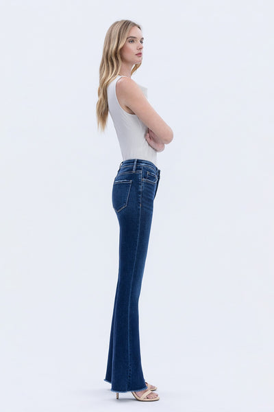 Lovervet HR Raw Hem Dark Wash Bootcut Jean