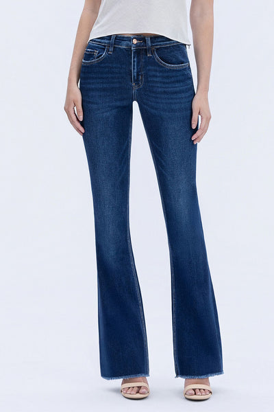 Lovervet HR Raw Hem Dark Wash Bootcut Jean