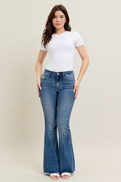 Judy Blue MR Vintage Wash Flare With Destroy And Fray Hem Jean