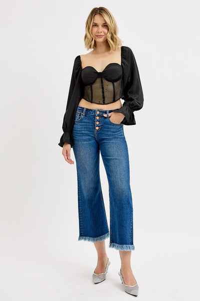 Rise MR Crop Wide Button Down Jean