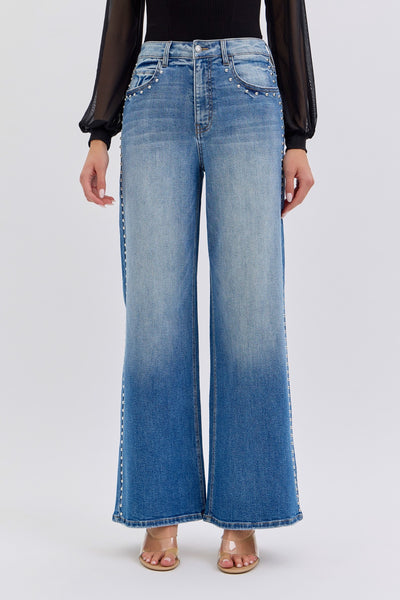 Cello HR Studded Wide Leg Jean