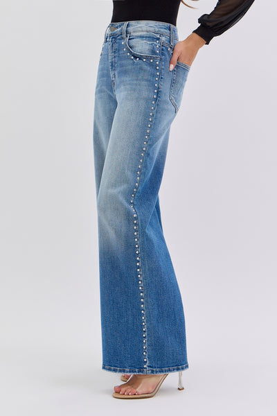 Cello HR Studded Wide Leg Jean