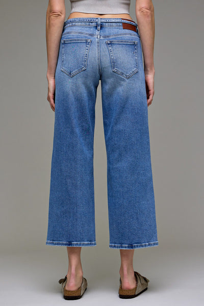 HIDDEN Medium Mid Rise Self Belt Petite Dad Jean