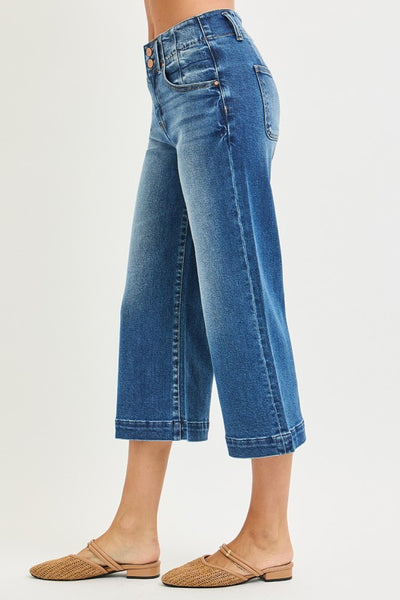 Risen HR Crop Wide Double Button Jean