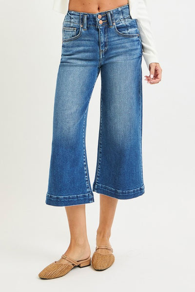 Risen HR Crop Wide Double Button Jean