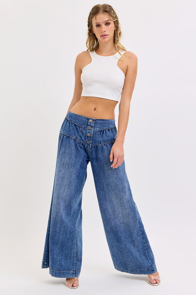 Cello Jeans 4 Button High Rise Wide Leg