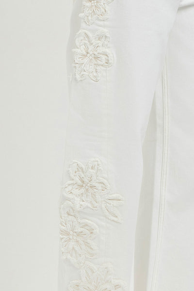 Risen Slouchy Barrel Fit Floral Patch Details Jean