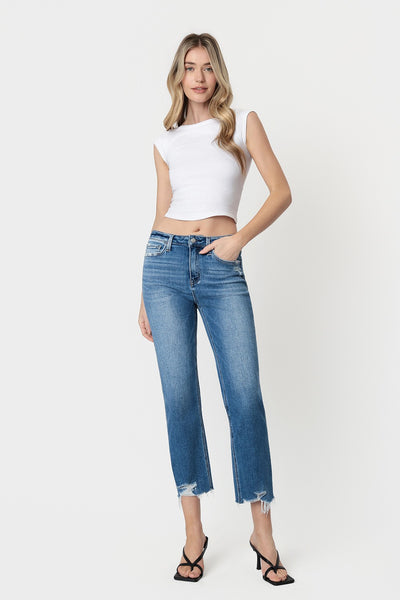 Lovervet HR Frayed Hem Crop Straight Jean