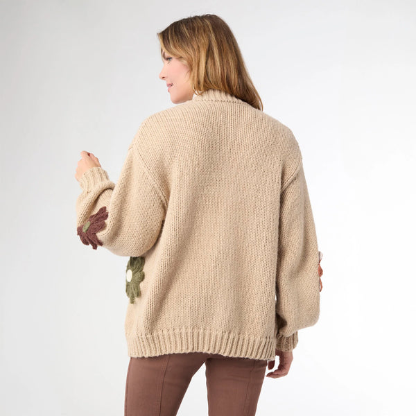Caroline Open Cardigan with Flower Detail