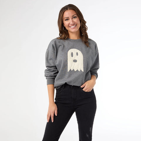 Long Sleeve Patchwork Sweatshirt - Ghost