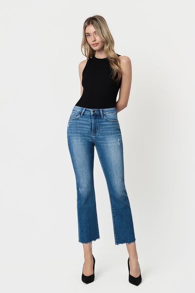 Flying Monkey Raw Distressed Hem HR Kick Flare Phenomenal Jean