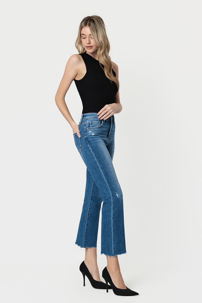 Flying Monkey Raw Distressed Hem HR Kick Flare Phenomenal Jean